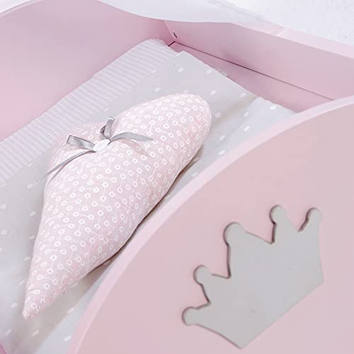 Roba Lettino Per Bambole "Princess Sophie", Accessori In Tessuto, Biancheria Da Letto E Baldacchino, Rosa - 6