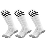 Utensilsto 3 Paar Kinder Fußball Stutzen Fußballsocken 28-32 Fußball Fussball Socken Sportsocken Trainingssocken für Jungen Mädchen - Weiß