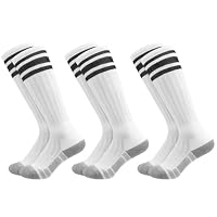 Utensilsto 3 Paar Kinder Fußball Stutzen Fußballsocken 28-32 Fußball Fussball Socken Sportsocken Trainingssocken für Jungen Mädchen - Weiß