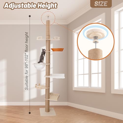 Romiromi 250-260cm Floor to Ceiling Cat Tree, Height Adjustable, view 4