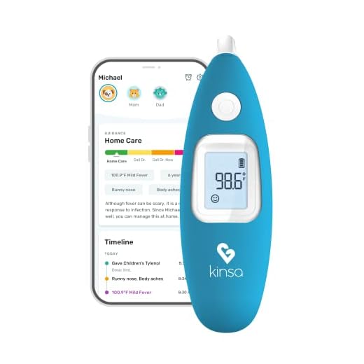 Kinsa Smart Ear Thermometer for Adults, Kids and Babies, Infrared in-Ear Digital Thermometer, App-Connected Fever and Symptom Tracking, 1-Second Accurate Readings