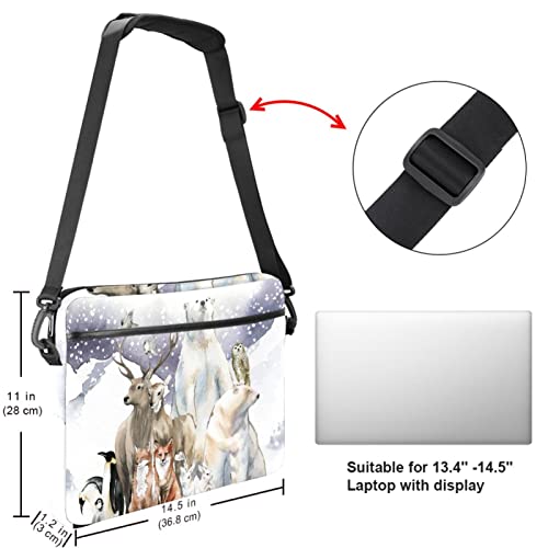 Sac ordinateur imprimé animaux aquarelle multicolore avec sangle