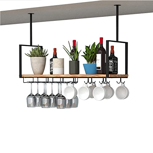 Support suspendu plafond en métal noir pour verres et cuisine
