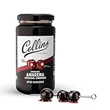 Collins Amarena Cherries in Syrup | Premium Garnish for Cocktails, Martinis, Old Fashioned, Manhattan, Chocolate, Dessert, Bourbon Accessories, 13.5oz