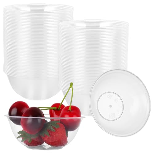 ASelected 50 Pcs Plastic Bowls 190Ml Clear Hard Plastic Bowls for Picnic Party Barbecue Birthday