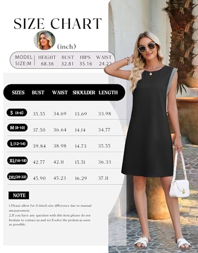 Image of WEACZZY Summer Dresses for Women 2026 Casual Crewneck Fit Beach Vacation Dress Sleeveless Loose Sundress with Pockets