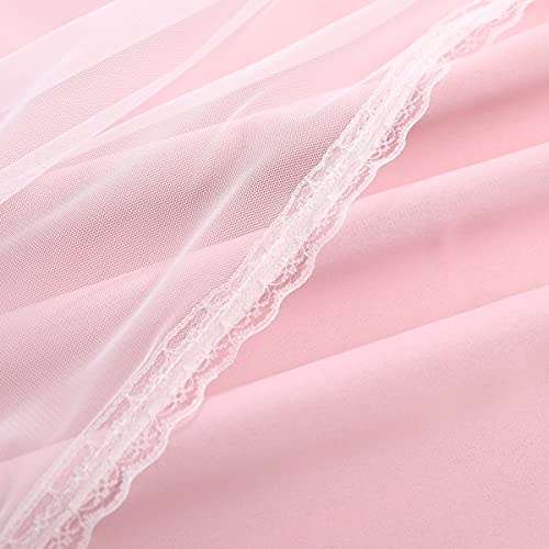 Image of SOFJAGET Pink Blackout Curtains 96 Inch Long - Double Layers Mix & Match Elegance White Crushed Voile Curtains with Tie-Backs, Pink Drapes for Nursery, Girls Bedroom, LivingRoom, 2 PCs