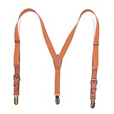 UBBVPKY Hosenträger Für Herren - Kinder-Hosenträger Einfarbig Gürtel Junge Mädchen Hosenträger Polyester Y Rückenträger Verstellbare Elastische Kinder Vintage Bronze Clip-On-Hosenträger,Camel,2Cm