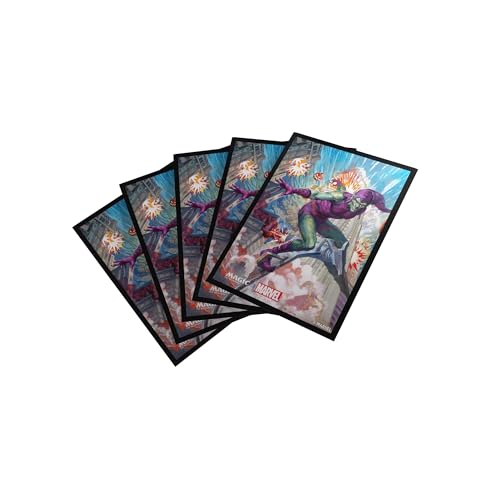 Gamegenic | Magic: The Gathering - Marvel's Spider-Man Premium Art Sleeves - Green Goblin| 105 Sleeves Per Pack | Trading Card Accessory