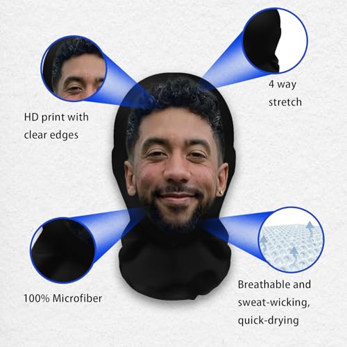 Customized Funny Headwear Mask Personalize with Your Photo for Hen Parties Stag Dos & Anniversary Birthday Halloween Soft Skin-Friendly Fabric Moisture-Wicking & Anti-Static Design - Image 6