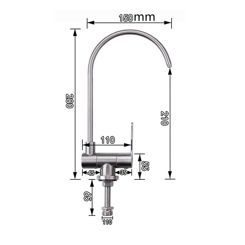 Grifo con Filtro de Agua Grifo de Agua con rotación de 360 ​​​​° de Acero Inoxidable Plegado Negro-C