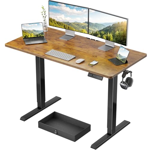 Marsail Electric Standing Desk with Drawer, 48 x 24 Electric Stan...