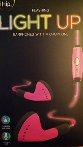 iHip Pink Flashing LED Light Up Earphones with Microphone 3.5mm Plug Earbuds