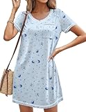 Ekouaer Sleep Shirts for Women Short Sleeve Night Shirts Comfy Sleep Dress