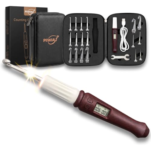 PIIWIAU Counting Crochet Hook Set with Digital Stitch & Row Counter – 18 Sizes Interchangeable Lighted Crochet Hooks, Ergonomic Handle for Arthritic Hands, Ideal Gift for Beginners & Crochet Lovers