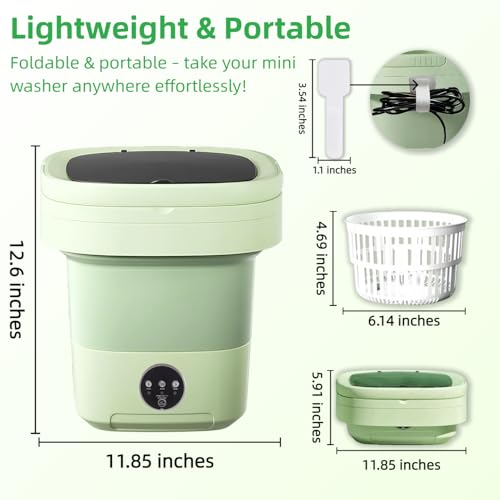 Portable Washing Machine,Mini Washer,16L Upgrade Mini Laundry Machine with Spin Basket,Deep Clean Baby Clothes,Underwear,Socks,Small Pet clothes; Ideal for RV, Dorm, Camping(Green) by Generic - Image 6
