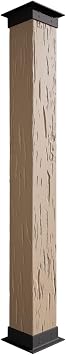 Ekena Millwork COLUPC18X048IRUF Pecky Cypress Endurathane Faux Wood Non-Tapered Square Column Wrap w/Faux Iron Capital & Base Rustic Columns, 18W x 4'H