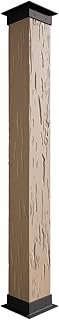 Ekena Millwork COLUPC06X096IRUF Pecky Cypress Endurathane Faux Wood Non-Tapered Square Column Wrap w/Faux Iron Capital & Base Rustic Columns, 6"W x 8'H