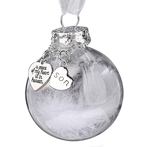 Goosacyon Boule de plumes de Noël transparente - A Piece of My Heart is in Heaven - Ornement commémoratif avec ruban, arbre de Noël à suspendre - Cadeau pour la perte d'un être cher Cover