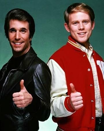 Generic Happy Days TV series Henry Winkler as Fonz Ron Howard as Richie thumbs up PosterLife Retro Style 11x17 inch Wall Art Poster, Medium, Black