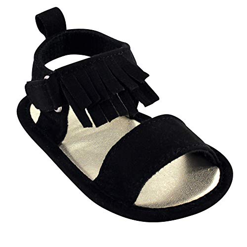 Luvable Friends Unisex Baby Crib Shoes, Black Fringe Sandal, 0-6 Months