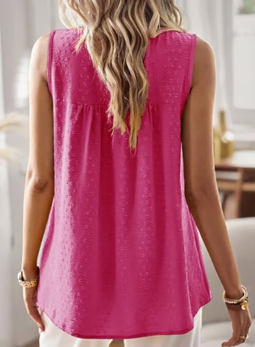 Image of Falechay Womens Summer Tops Boho Shirts Crewneck Sleeveless Tank Tops Flowy Lace Hem Casual Blouses Clothing Trendy 2026