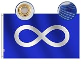 rhungift Blue Metis Nation Flag 3x5 Ft Large, 100D Satin Fabric for Moderate-Outdoor&Indoor, 36x60inch Infinity Symbol Blue MÉTIS Banner House Decoration Banner Yard Gift Double Sided