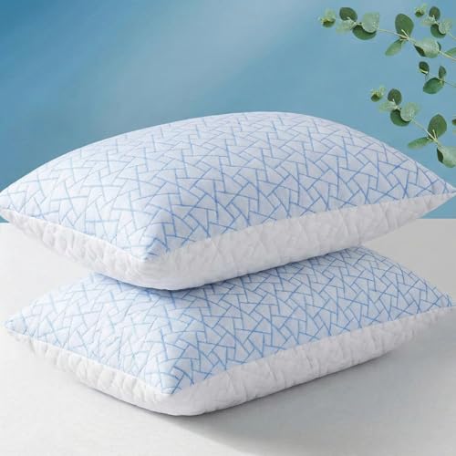 Image of AYKA Ultimate Cooling Bed Pillow Set of 2 | 100% Virgin Microfiber Filling for Neck & Shoulder Support | 17x27 inch Breathable Hotel Quality Pillows | Never Flat, Anti-Bacterial | Supersoft