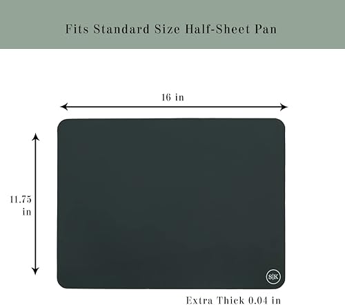 Miniatura 6 de The Silicone Kitchen Alfombrillas de silicona para hornear, aptas para lavavajillas, sin BPA, extra gruesas (juego de 2, azulgris, media hoja (16 x