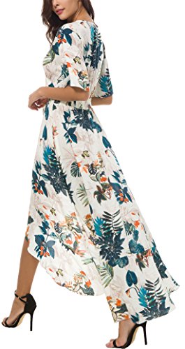 Image of Kormei Womens Short Sleeve Floral Maxi Dress High Low V-Neck Flowy Party Long Dresses
