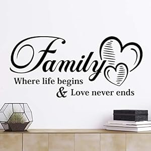 “Familie waar het leven begint liefde nooit eindigt” muur citaat sticker motiverende woonkamer sticker kunst keuken stickers slaapkamer decor citaten boom decoratie Kid foto kantoor stickers vinyl foto thuis muurschildering
