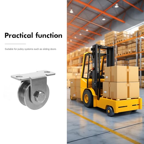 2 x 48 mm Edelstahl-Kabelrollen zur Wandmontage mit Kugellagern – H-Nut-Seilrollen für Schiebetüren, Gewicht, Rac, Zuhause, Fitnessstudio, glatt