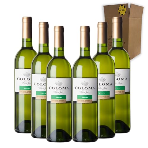 Coloma Muscat Seco - Ideal para Maridar con Pescados y Arroces - Pack 6 Botellas 75cl