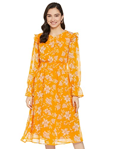 Image of pluss Women's Polyester Classic Knee-Length Casual Dress
