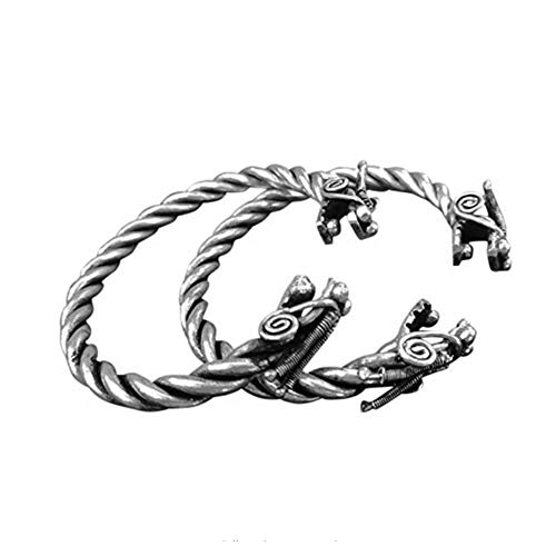 EASTCODE Charming One Pair（2pc） 100% Handmade Miao Silver Cuff Bracelet
