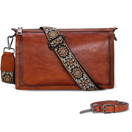 Iswee Leather Bag Crossbody Bag for Woman Purses and Handbag Shoulder Bags Medium Pocketbooks Detachable Long Straps Satchel2