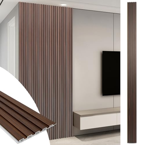 Image of Art3d 108 x 6 in WPC Wood Slat Wall Panels, 3D Wall Accents, 8-Pack, Walnut