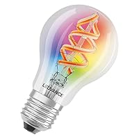 LEDVANCE Smarte LED-Lampe mit Wifi Technologie, E27, RGB, Birnenform, Farbiges Filament als Stimmungslicht, Ersatz für herkömmliche 60W-Glühbirnen, steuerbar mit Alexa, Google & App, 4er-Pack – Ansicht 3