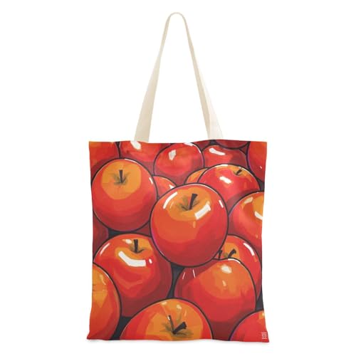 Cute Cartoon Fruit Red Personalized Canvas laptop bag with handles Cute Tote Bag Canvas Bags Bulk for Shopping Bolsa de lona
