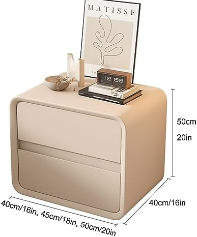 Modern Nightstand with 2 Solid Wood Drawers, Microfiber Leather Wrapped Bedside Table for Bedroom, Living Room, Dorm - Gray Blue, 50cm/20in
