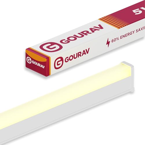 Image of GOURAV 1 Feet 5W Lotus LED Tubelight Warm White Light | Slim Compact Tube Light for Bedroom, Hallway, Study Room & Home | Soft Cozy Lighting Fixture, Pack of 1