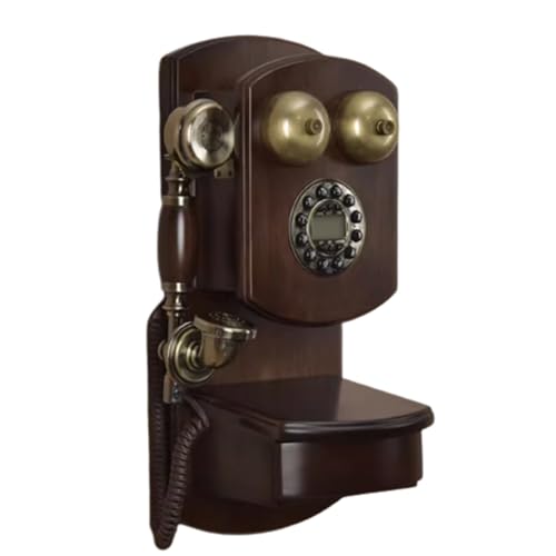 Téléphone de bureau rétro vintage filaire fixe mural en bois véritable