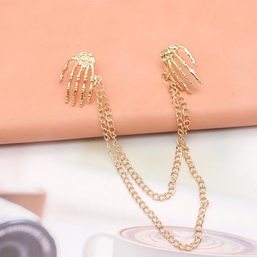 Image of Vintage Skeleton Hand Brooch Pin for Women Men,Halloween Skull Hand Brooch Pin Cosplay Halloween Costume Accessories