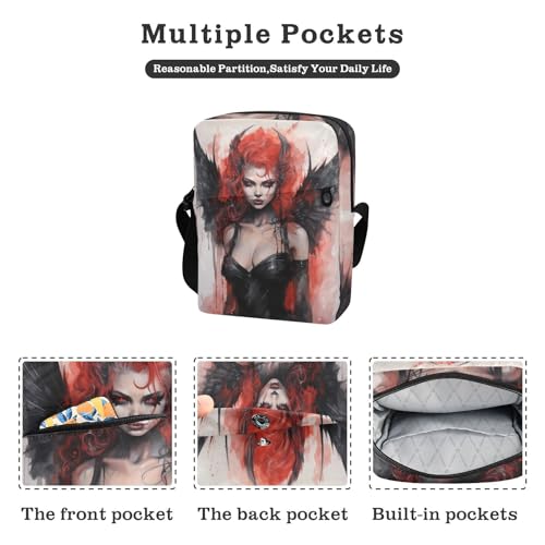 messenger bags for women Shoulder Bag For Woman Shoulder Hand Bags Adjustable Strap for School School- Demon Women Red Black2
