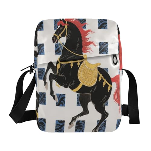 messenger bag for men Small Crossbody Bag Women Womens Fashion Purses Adjustable Strap for Travel Travel- Black Horse Japanese