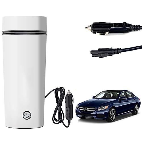 Image of Oshotto 12V Portable Electric Kettle Cup Stainless Steel Electric Kettle Auto Shut-off For Travel Camping, Road Trip Compatible with Mercedes C Class (2016-2026) (350ml) - White