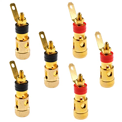 6 conectores de poste para altavoz chapados en oro, pack miniatura 1