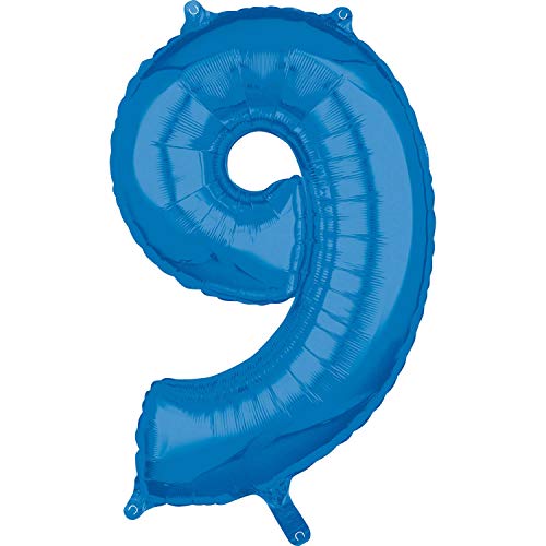 Preisvergleich Produktbild Amscan 3663401 Folienballon Zahl 9", Blau