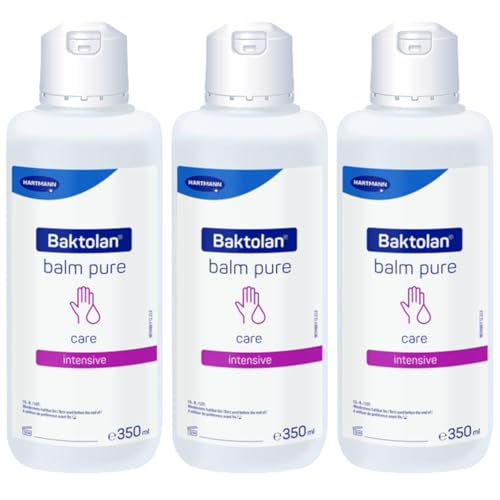 Baktolan Balm Pure Hautpflegebalsam, pflegende Lotion für trockene und empfindliche Haut, parfüm- und farbstofffrei, 3 x 350 ml