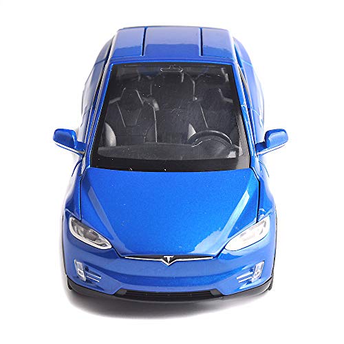 ANTSIR Car Model X 1:32 Scale Alloy diecast Pull Back Electronic Toys with Lights and Music,Mini Vehicles Toys for Kids Gift (Blue)
